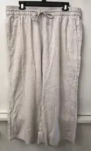 Banana Republic Pants Womens Beige Wide Leg Drawstring Waist Linen Crop L NWT