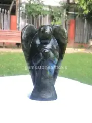 Labradorite Angel Statue Handmade Hand Carved Angel Sculpture Semi precious Arts