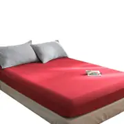 Catzon Cotton Sheets Mattress Dustproof Protective Cover Fabric Bedding-WineRed