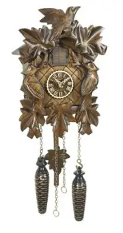 Quartz Cuckoo Clock 5 leaves, 3 birds, with music TU 372 QM NEW