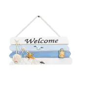 2Pcs Ocean Style Wooden Hanging Welcome Board Door Sign Plate Pendant Handicraft Gifts Home Coffee Shop Decoration Photo Wall Decor