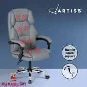 Artiss Massage Office Chair Executive Computer Chairs High Back PU Leather Grey