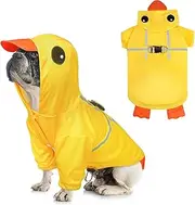 BEAUTYZOO Dog Raincoat Hooded with Harness Built-in for Small Medium Large Dogs Girls Boys, Dog Rain Jacket Slicker Poncho, Waterproof Dogs Rain Coat Clothes for Winter Rainy Snowy Days, Duck L