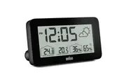 14cm Black LCD Digital Alarm Clock With Weather Station By BRAUN