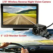 IR WIRELESS 5" LCD MONITOR REVERSING Waterproof Cam CAMERA REAR VIEW KIT 170°