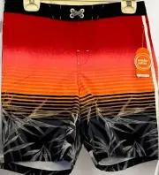 NWT Boy’s Lined Swim Trunks Size 10/12 HUSKY Tropical Sunset Wonder Nation