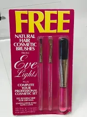 Eve Lights Cosmetic Makeup Brushes Pack of 3 Liner Shadow Blusher Natural Vtg