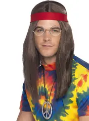 Groovy 70s Wig & Hippy Mens Kit