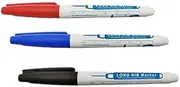 2X 3 Pack Extra Long Tip Long Head Marker Pens Multi-Purpose Waterproof Permanent Woodworking Hole Marker Pen Black and Blue and red
