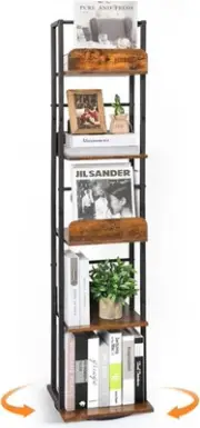 Book Shelf, Rotating Bookshelf for Corner, 5-Tier Small Bookcase, Tall Book S...