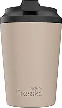 made by Fressko Reusable Coffee Cup - Stainless Steel Insulated Mug - Leak Proof Travel Cup for Hot/Cold Drinks - 3 Hr Heat Retention - Fits Car Holders & Coffee Machines - Oat - 12oz 340ml