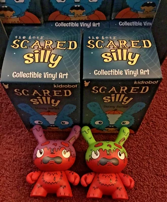 Kidrobot Scared Silly Candy Apple Purple & Candy Apple Green 3" Vinyl Dunny