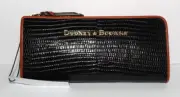 Dooney & Bourke Zip Clutch Wallet Black Lizard Embossed NWT