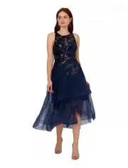 Adrianna Papell Women's High-Low Fit & Flare Sequin Dress Size 14 Formal