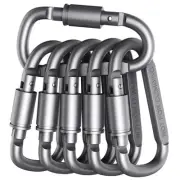 Locking Carabiner Clip, Caribeaner Clips silver D Ring Spring Snap Key 8 Pack
