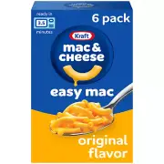Kraft Easy Mac Original Mac & Cheese Macaroni and Cheese Dinner, 6 Ct Packet
