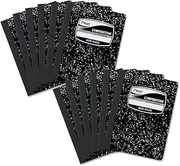 Mead Composition Notebooks, 12 Pack, Wide Ruled Paper, 9-3/4" x 7-1/2", 100 Sheets per Comp Book, Black Marble (72936)