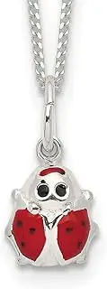 [JewelryWeb] 925 Sterling Silver Solid Polished Spring-Ring Ladybug Necklace 17mm Wide - 36 Centimeters
