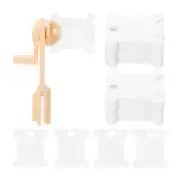 120pcs Plastic Embroidery Floss Bobbins with Bobbin Winder, White