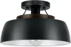 Semi Flush Mount Ceiling Light Fixture, Vintage Close to Ceiling Light, Matte Bl