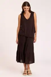 XCVI WEARABLES Sirius Tiered Skirt, Black - NWT Size S