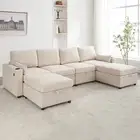 4 Modular Sectional U Shape Couch w/Storage USB Port Cup Holder Reversible Chais