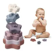 Baby Stacking Toys Silicone Rings Building Blocks Tower Soft Teether Boys Girls