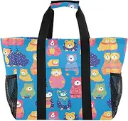 [sanluoli] Storage Bags Collapsable Beach Tote Waterproof Canvas Laundry Bag Tote, Colorful Bears Vivid, 1 size