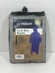Magellan Youth Rain Poncho Clear 100% EVA Attached Hood One Size NEW IN BAG