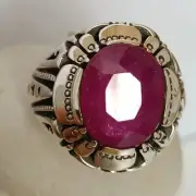 Natural Big Ruby For Men 10 Carats Giant Ruby Heavy Sterling Silver 925 Ring