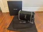 Saint Laurent Sunset Medium YSL Crossbody bag in Black Croc-Embossed Leather