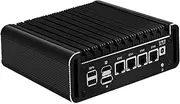 SJRC Fanless Firewall Appliance N150 (up to 3.6Hz), 4 x i226V 2.5Gbe LAN OPNsense Mini PC for Office/Home, Micro Router Computer DDR5 32GB RAM 512GB NVMe SSD, 8 USB, Dual 4K HD+DP