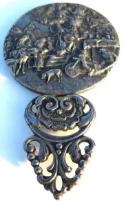 Nos Vintage Art Nouveau Metal Baroque Deco Hand Wand Travel Mirror Antique Wand