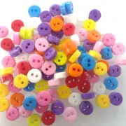 100pcs 6mm Mixed Colour 2 Hole Resin Mini Buttons Sewing Round Doll Crafts