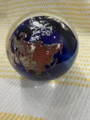 Lundberg studios glass Globe World paperweight, 1996