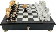 Precious Glossy Finish Grey Wood Chessboard + Persian Big Set Black White Version New