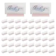 100 Pcs 3 x 1.6 Inch Adhesive Base Sign Holder Sneeze Guard Holder, Transparent