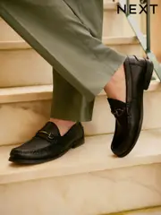 Black Tumbled Leather Snaffle Loafers (F34009) | $100