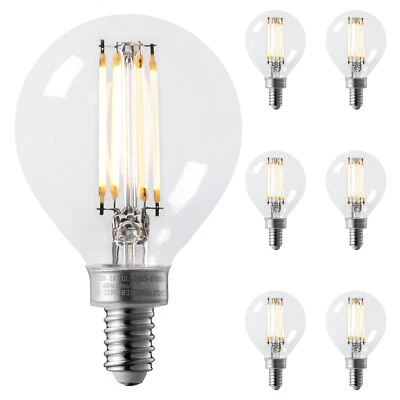 6-Pack Dimmable G16.5 LED Bulb, 5.5W, E12 Base, 500lm, 2700K Soft White