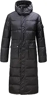 [Generic] Men's Classic Long Down Coats With Hood Full-Length Puffer Coat for Men Male Long Winter Puffer Down Coat