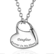 DOTUIARG Stainless Steel Funeral Cremation Heart Forever in My Heart Pendant Keepsake Urn Necklace for Ashes Memorial Jewelry Mementos