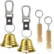 2Pack 2" Loud Bear Bell with Whistle Set for Hikers, 3 in 1 Hiking Gear Solid...