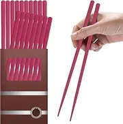 10 Pairs Fiberglass Chopsticks-Reusable Chopsticks Dishwasher Safe, 9.63 inch/24.5cm Matte Non-Slip Family/ Hotel/ Restaurant Chop Sticks, Chinese/Japanese Chop Sticks, Red