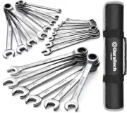 22-Piece Chrome Vanadium Ratcheting Wrench Set - SAE & Metric Sizes Included