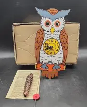 Vtg OWL with MOVING EYES Wood CUCKOO CLOCK Helmut Kammerer Germany 10.5" NIB