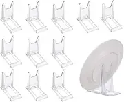 12 Pcs Clear Plastic Plate Stands, Acrylic Stands For Display Plastic Display Holders Picture Plate Holders Clear Mini Easels Stands for Display Pictures Photo and Artworks