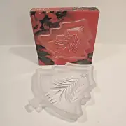 Mikasa Yuletide Tree Frosted Glass 5" Christmas Holiday Candy Dish New in Box