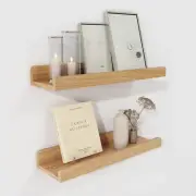 Floating Shelves for Wall | Picture Ledge Shelf Set of 2 | Solid Ash Wood Flo...