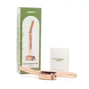 | The Leaf Dermaplaner Kit, Rose Gold - All-Metal Facial Razor and Exfoliatin...