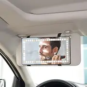 Car Sun Visor Vanity Mirror Rechargeable Makeup Mirror with 3 Light Modes 60 LED Dimmable Clip-on Rear View Sun-Shading Cosmetic Mirror